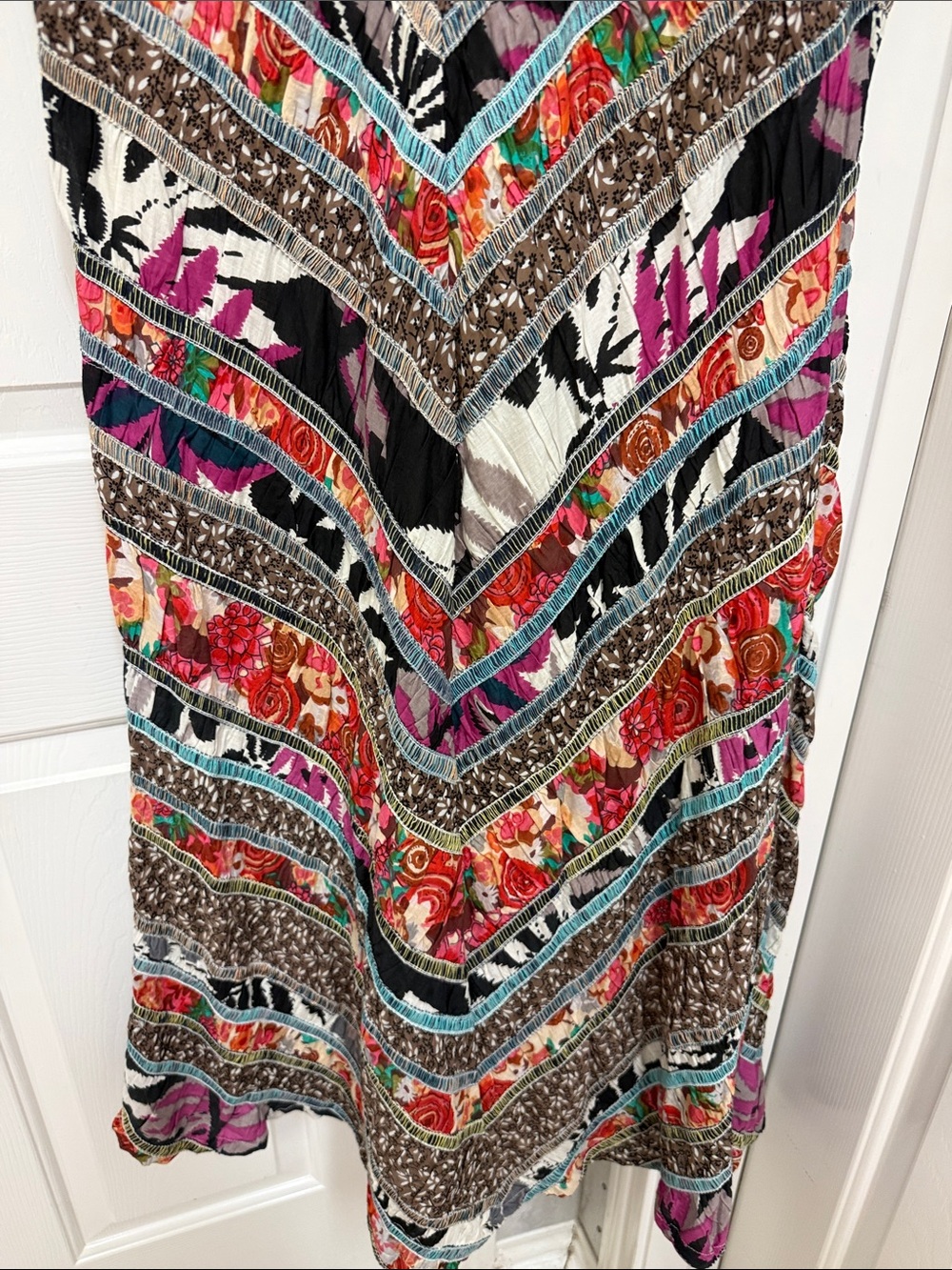 Free People Boho Chevron Patchwork Wide Leg Pants - Multicolor - Picture 7 of 7